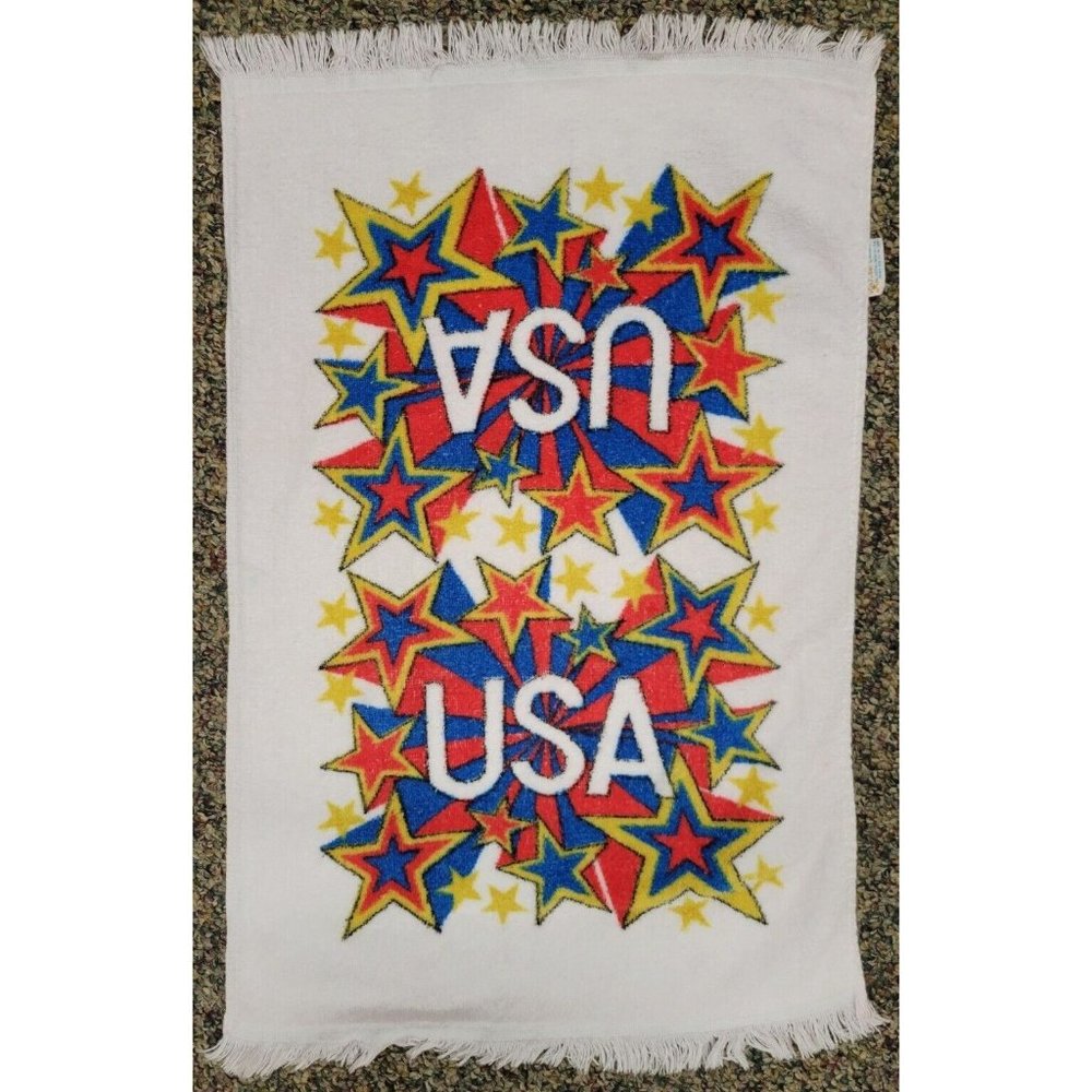 Vintage Golden Crown Franco USA United‎ States Stars Hand Towel Cotton 24x15